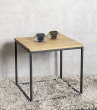 Beistelltisch >37334< in eiche, schwarz, Massivholz, Metall - 45x45x45cm (BxHxT)