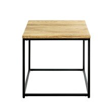 Beistelltisch >37334< in eiche, schwarz, Massivholz, Metall - 45x45x45cm (BxHxT)