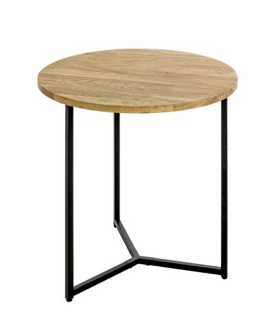 Beistelltisch >37336< in eiche, schwarz, Massivholz, Metall - 52x50cm (HxD)