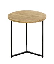 Beistelltisch >37336< in eiche, schwarz, Massivholz, Metall - 52x50cm (HxD)