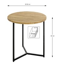 Beistelltisch >37336< in eiche, schwarz, Massivholz, Metall - 52x50cm (HxD)