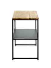 Beistelltisch >37337< in eiche, schwarz, Massivholz, Metall - 45x60x35cm (BxHxT)