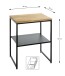 Beistelltisch >37337< in eiche, schwarz, Massivholz, Metall - 45x60x35cm (BxHxT)