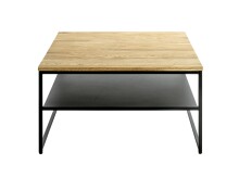 Couchtisch >37338< in eiche, schwarz, Massivholz, Metall - 70x40x70cm (BxHxT)
