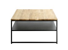 Couchtisch >37338< in eiche, schwarz, Massivholz, Metall - 70x40x70cm (BxHxT)