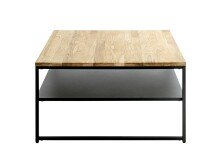Couchtisch >37338< in eiche, schwarz, Massivholz, Metall - 70x40x70cm (BxHxT)