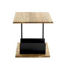 Beistelltisch >37339< in eiche, schwarz, Massivholz, Metall - 45x45x45cm (BxHxT)