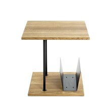 Beistelltisch >37339< in eiche, schwarz, Massivholz, Metall - 45x45x45cm (BxHxT)