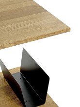 Beistelltisch >37339< in eiche, schwarz, Massivholz, Metall - 45x45x45cm (BxHxT)