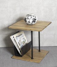 Beistelltisch >37339< in eiche, schwarz, Massivholz, Metall - 45x45x45cm (BxHxT)