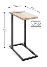 Beistelltisch >37400< in eiche, schwarz - 24x64x49cm (BxHxT)