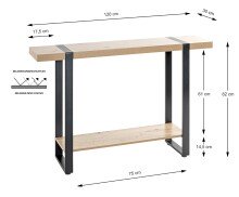 Konsole >37401< in eiche, schwarz - 120x82x30cm...