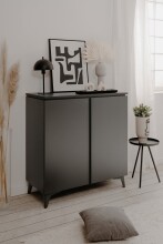 Kommode >Bertrix< in Schiefer dunkel / anthrazit - 88x92x40cm (BxHxT)