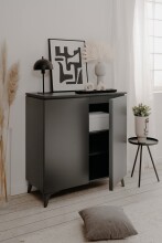 Kommode >Bertrix< in Schiefer dunkel / anthrazit - 88x92x40cm (BxHxT)