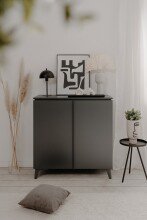 Kommode >Bertrix< in Schiefer dunkel / anthrazit - 88x92x40cm (BxHxT)