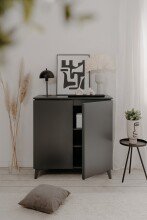 Kommode >Bertrix< in Schiefer dunkel / anthrazit - 88x92x40cm (BxHxT)
