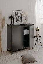 Kommode >Bertrix< in Schiefer dunkel / anthrazit - 88x92x40cm (BxHxT)