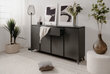 Sideboard >Bertrix< in Schiefer dunkel / anthrazit - 177x92x40cm (BxHxT)