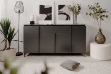 Sideboard >Bertrix< in Schiefer dunkel / anthrazit - 177x92x40cm (BxHxT)