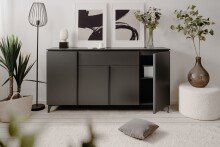 Sideboard >Bertrix< in Schiefer dunkel / anthrazit - 177x92x40cm (BxHxT)