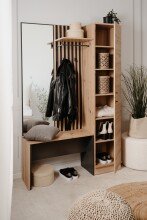 Kompaktgarderobe >Medan< in Dekor Artisan Oak / anthrazit - 122x190x37cm (BxHxT)