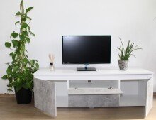 TV-Board >7032-11.25< in Weiß/Beton matt,...