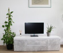 TV-Board >7032-11.25< in Weiß/Beton matt,...