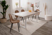 Esstisch >Houston< in Sandstein / weiß - 160x75x90cm (BxHxT)