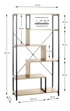 Ablageregal >37407< in eiche, schwarz, MDF, Metall - 84x163x35cm (BxHxT)