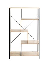 Ablageregal >37408< in eiche, schwarz, MDF, Metall - 74x132x35cm (BxHxT)