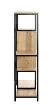 Ablageregal >37408< in eiche, schwarz, MDF, Metall - 74x132x35cm (BxHxT)
