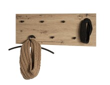 Wandgarderobe >37442< in eiche, schwarz, MDF, Metall - 80x30x5cm (BxHxT)