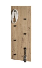 Wandgarderobe >37442< in eiche, schwarz, MDF, Metall - 80x30x5cm (BxHxT)