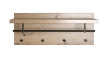 Wandgarderobe >37444< in eiche, schwarz, MDF, Metall - 75x30x26cm (BxHxT)