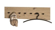 Wandgarderobe >37446< in eiche, schwarz, MDF, Metall - 80x20x5cm (BxHxT)