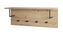 Wandgarderobe >37447< in eiche, schwarz, MDF, Metall - 80x30x20cm (BxHxT)