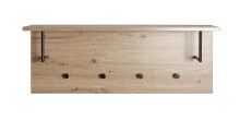 Wandgarderobe >37447< in eiche, schwarz, MDF, Metall - 80x30x20cm (BxHxT)