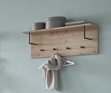 Wandgarderobe >37447< in eiche, schwarz, MDF,...