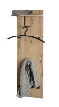 Wandgarderobe >37448< in eiche, schwarz, MDF, Metall - 30x100x20cm (BxHxT)