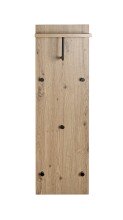 Wandgarderobe >37448< in eiche, schwarz, MDF, Metall - 30x100x20cm (BxHxT)
