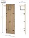 Wandgarderobe >37448< in eiche, schwarz, MDF, Metall - 30x100x20cm (BxHxT)