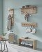 Wandgarderobe >37448< in eiche, schwarz, MDF, Metall - 30x100x20cm (BxHxT)