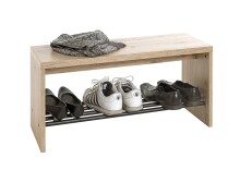 Schuhbank >37449< in eiche, schwarz, MDF, Metall - 80x40x30cm (BxHxT)