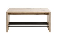 Schuhbank >37449< in eiche, schwarz, MDF, Metall - 80x40x30cm (BxHxT)