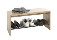 Schuhbank >37449< in eiche, schwarz, MDF, Metall - 80x40x30cm (BxHxT)