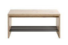 Schuhbank >37449< in eiche, schwarz, MDF, Metall - 80x40x30cm (BxHxT)