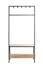 Garderobe >37461< in eiche, schwarz, MDF, Metall - 80x180x35cm (BxHxT)
