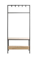 Garderobe >37461< in eiche, schwarz, MDF, Metall - 80x180x35cm (BxHxT)