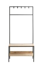 Garderobe >37461< in eiche, schwarz, MDF, Metall - 80x180x35cm (BxHxT)