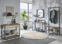 Garderobe >37461< in eiche, schwarz, MDF, Metall - 80x180x35cm (BxHxT)